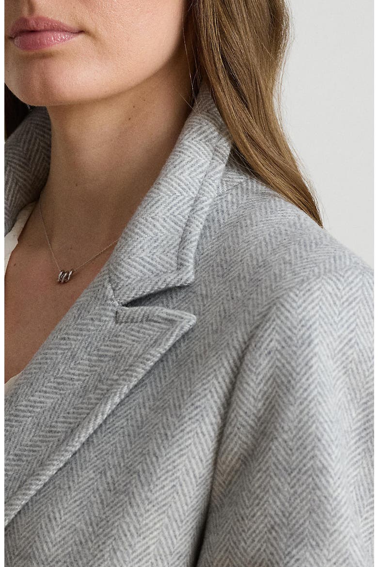 Double Breasted Wool Blend Coat, Alternate, color, CREAM/ GREY HERRINGBONE