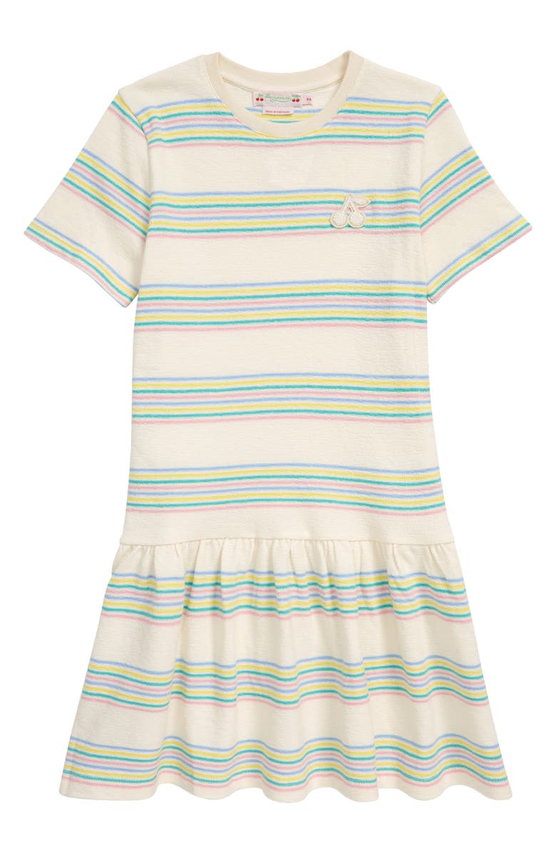 Bonpoint Kids' Amaia Stripe Cherry Patch Organic Cotton Dress, Main, color, 