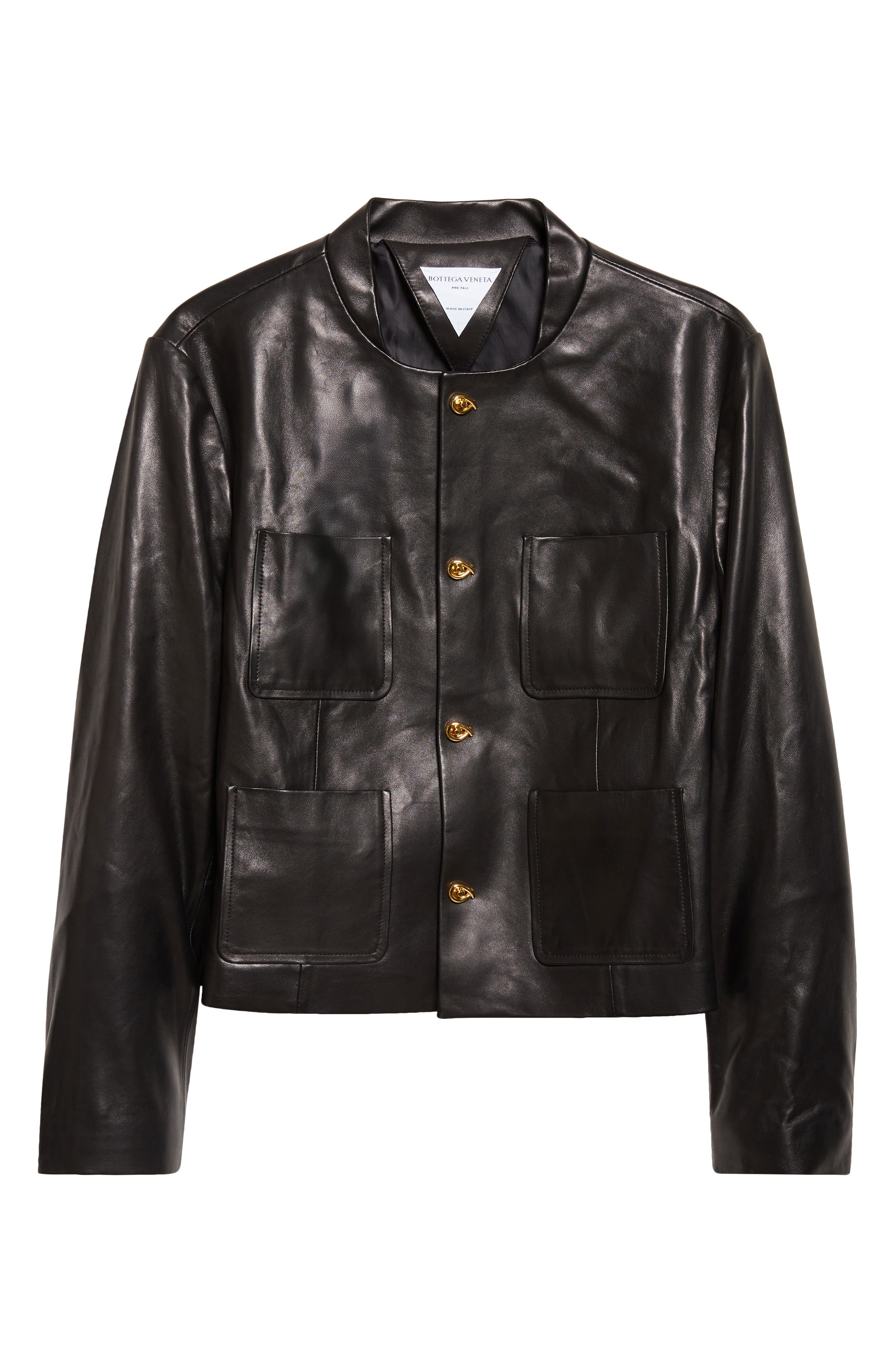 Soft Napa Lambskin Leather Jacket with Knot Buttons (Women