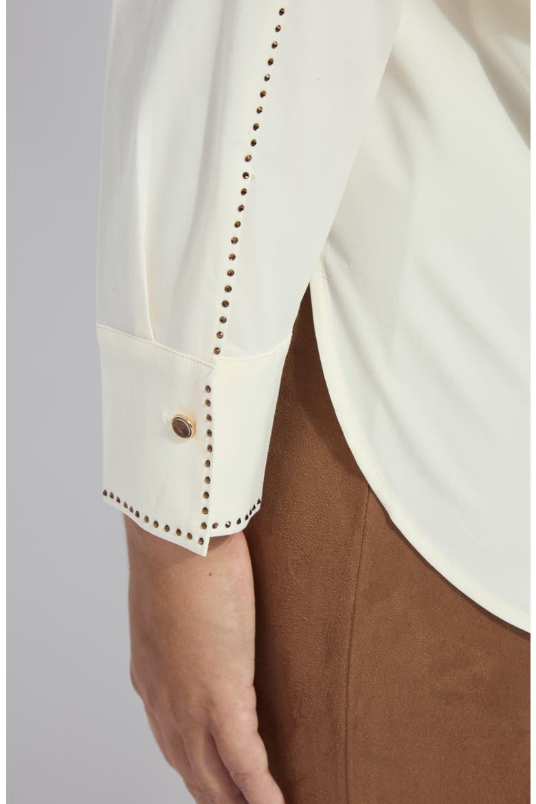 Rackel Embellished Button-Up Shirt, Alternate, color, MACADAMIA