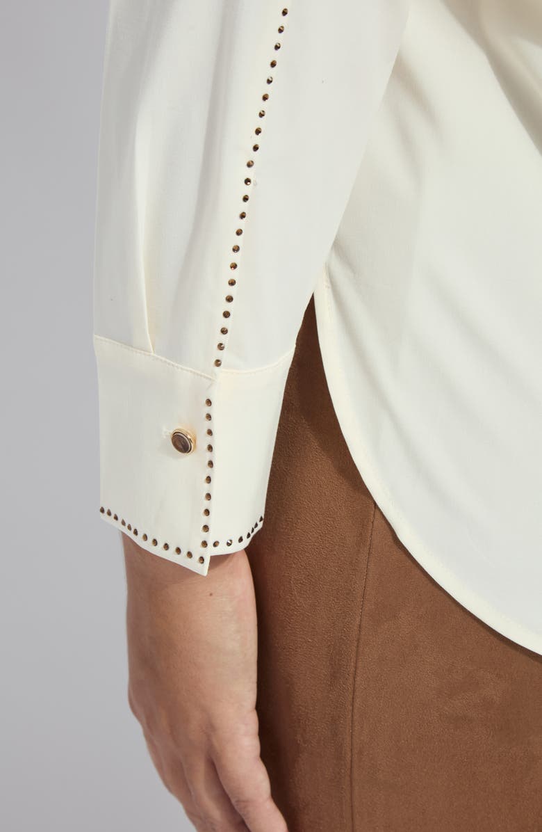 Lysse Rackel Embellished Button-Up Shirt, Alternate, color, Macadamia