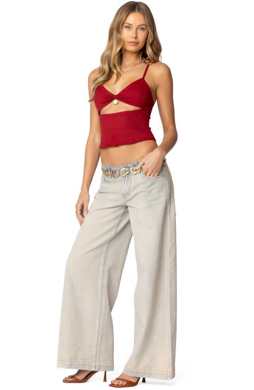 Shop Edikted Rhiannon Washed Low Rise Wide Leg Jeans