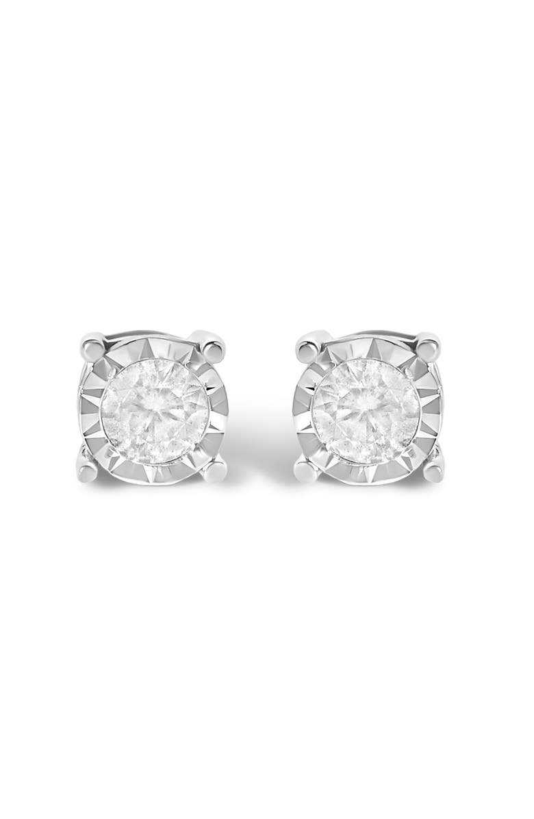Haus of Brilliance Silver 1/2 Ct Near Colorless Diamond Miracle- Stud Earrings, Main, color, White