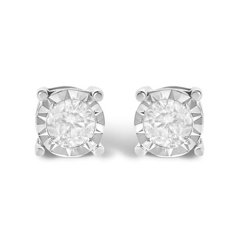 Silver 1/2 Ct Near Colorless Diamond Miracle- Stud Earrings