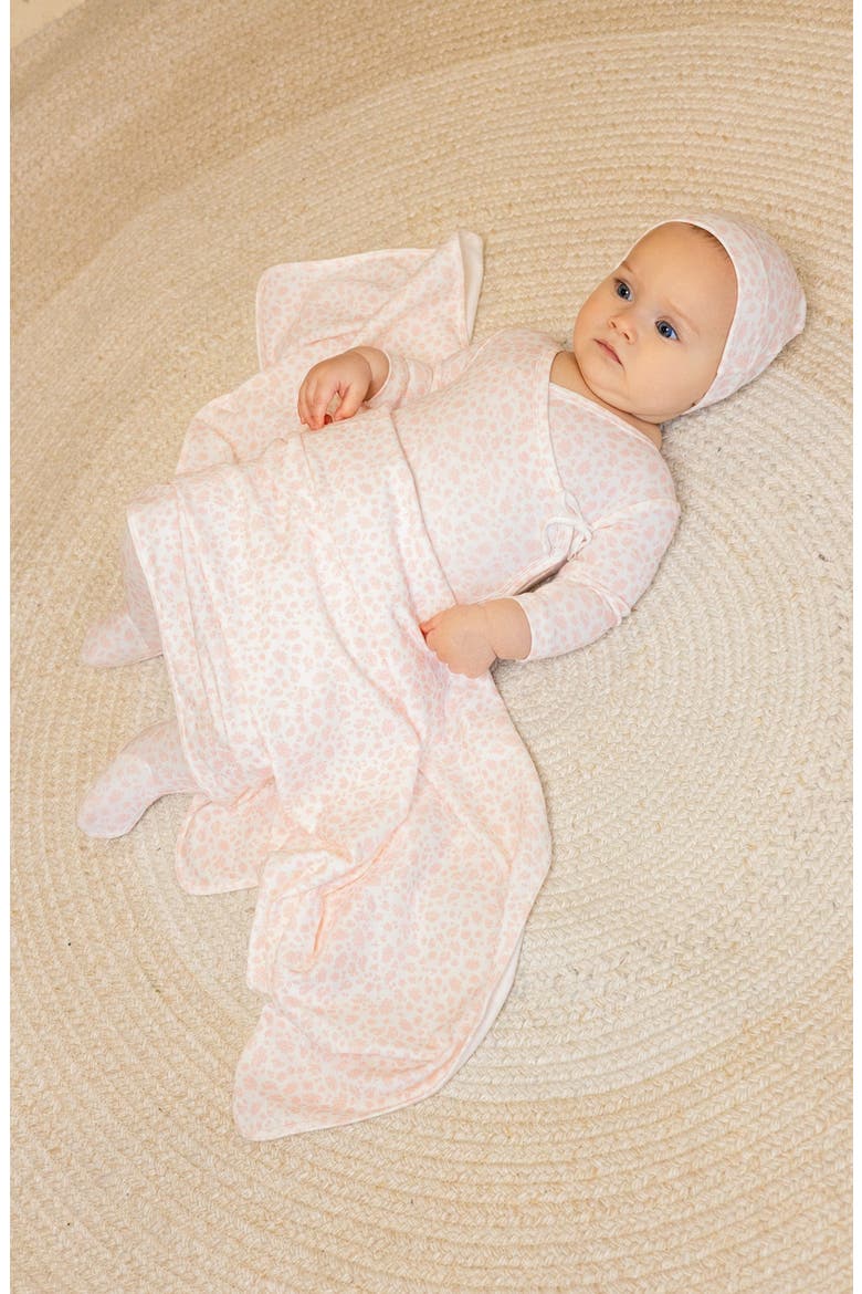 Floral Printed Wrap Footie and Beanie Set, Alternate, color, Floral Pink
