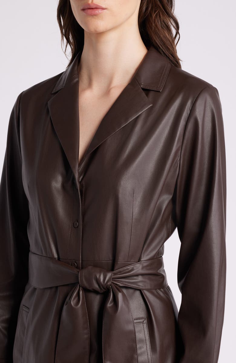 KOBI HALPERIN Tie Belt Long Sleeve Faux Leather Dress, Alternate, color,