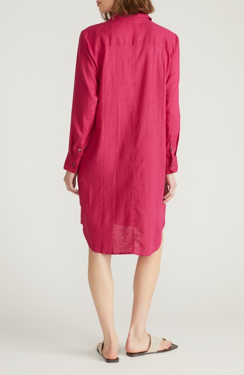 Universal Standard Seaside Long Sleeve Linen Blend Shirtdress In Pink