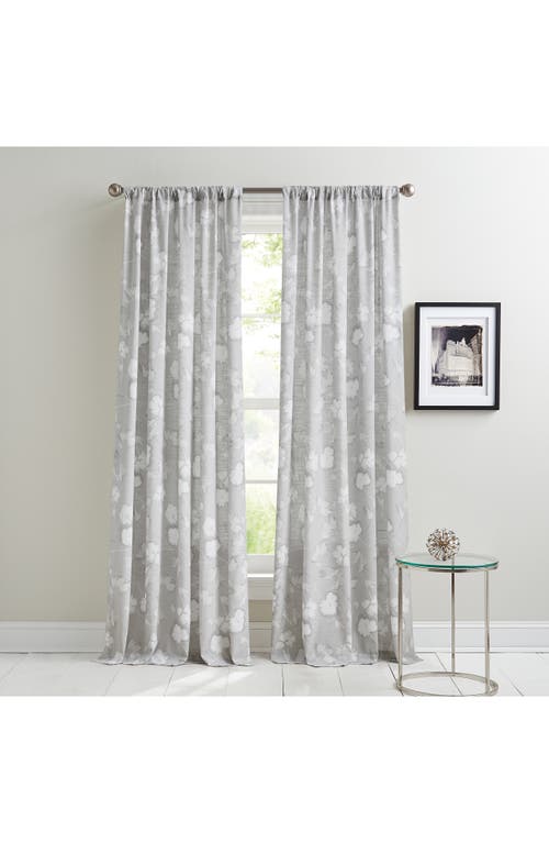 Dkny Dandelion Floral Print Set Of 2 Poletop Curtain Panels In Grey