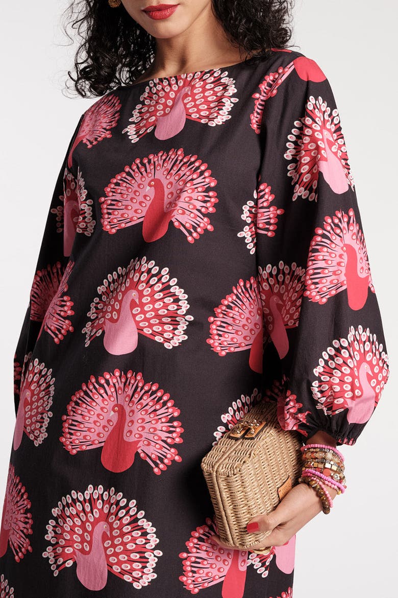 Minnow Maxi Peacock Dress, Alternate, color, Black/Multi