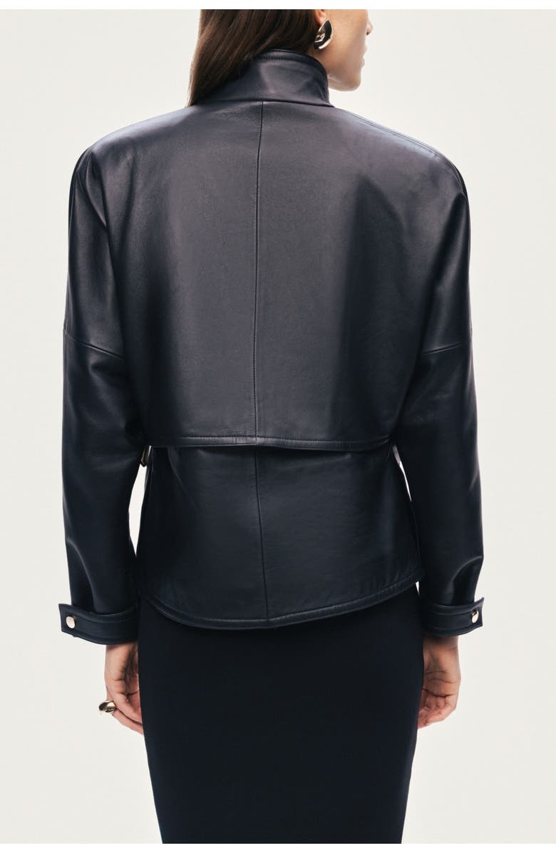 Nocturne Leather Wrap Jacket, Alternate, color, Black