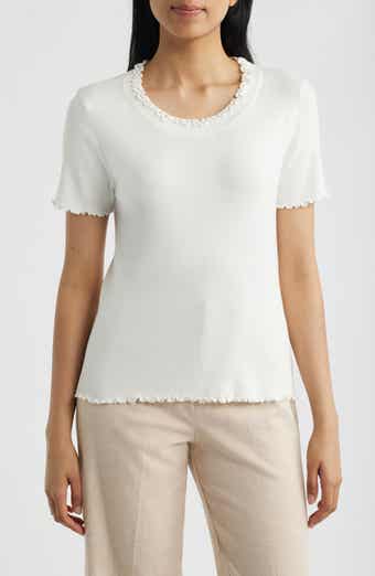 Ruffle Trim Short Sleeve Sweater
