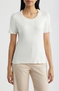 NIC+ZOE Ruffle Trim Short Sleeve Sweater