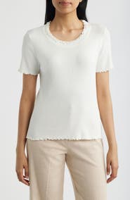 NIC+ZOE Ruffle Trim Short Sleeve Sweater