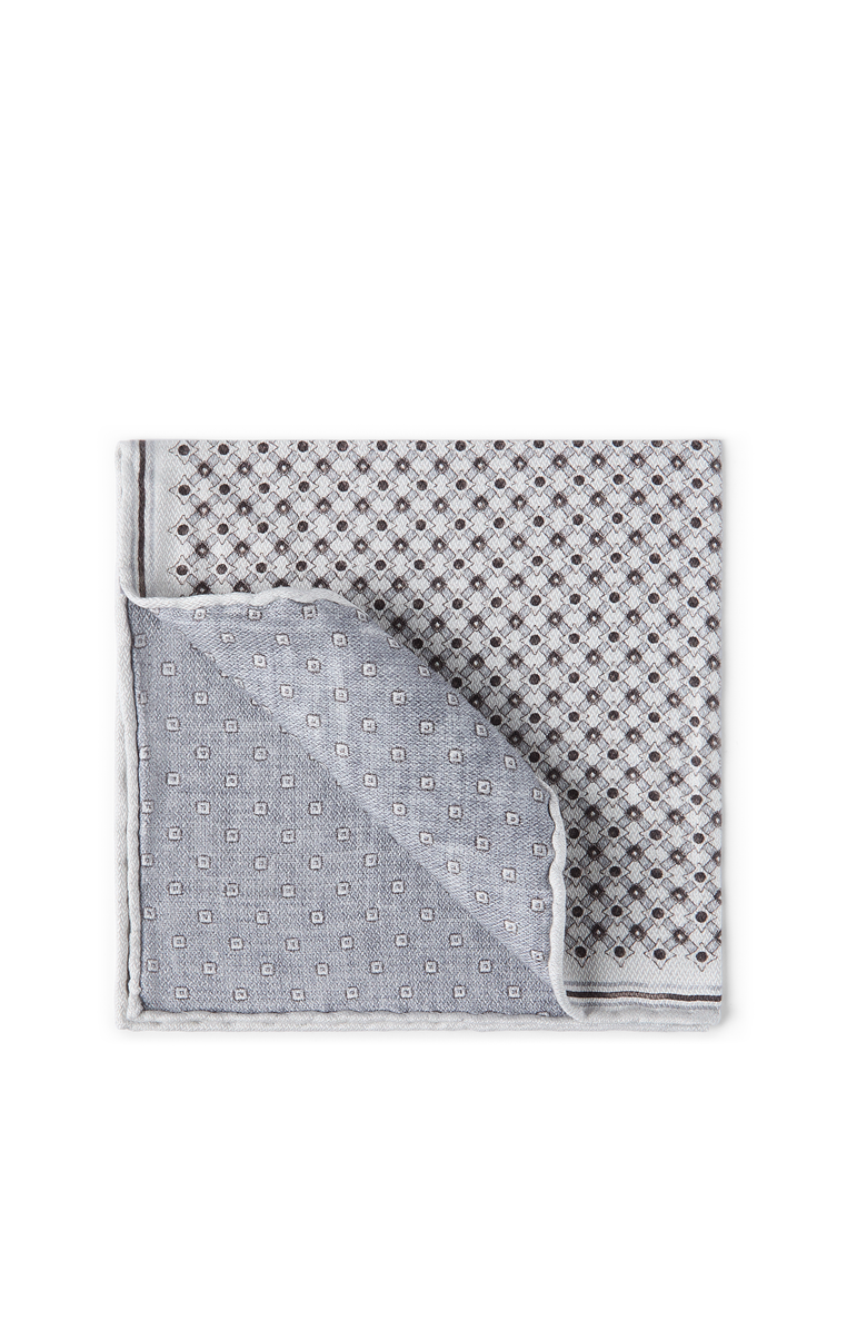 Brunello Cucinelli Pocket square with pattern, Main, color, Light Grey