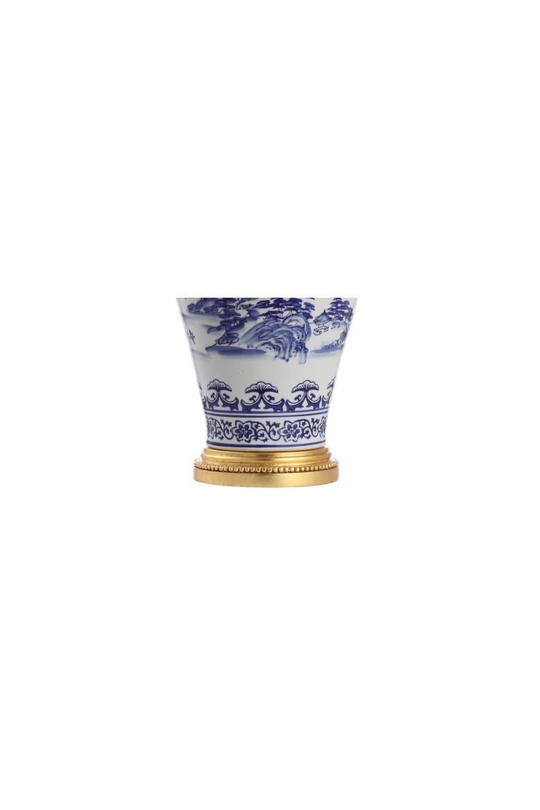Zhou Ceramic/Iron Traditional Cottage LED Table Lamp, Alternate, color, Blue/White