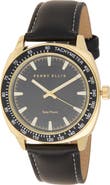 Perry Ellis Solar 3-Hand Quartz Faux Leather Strap Watch, 44mm