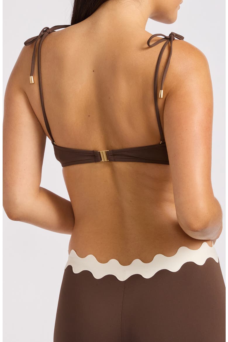 Contrast Trim Bikini Top, Alternate, color, DARK CHOCOLATE