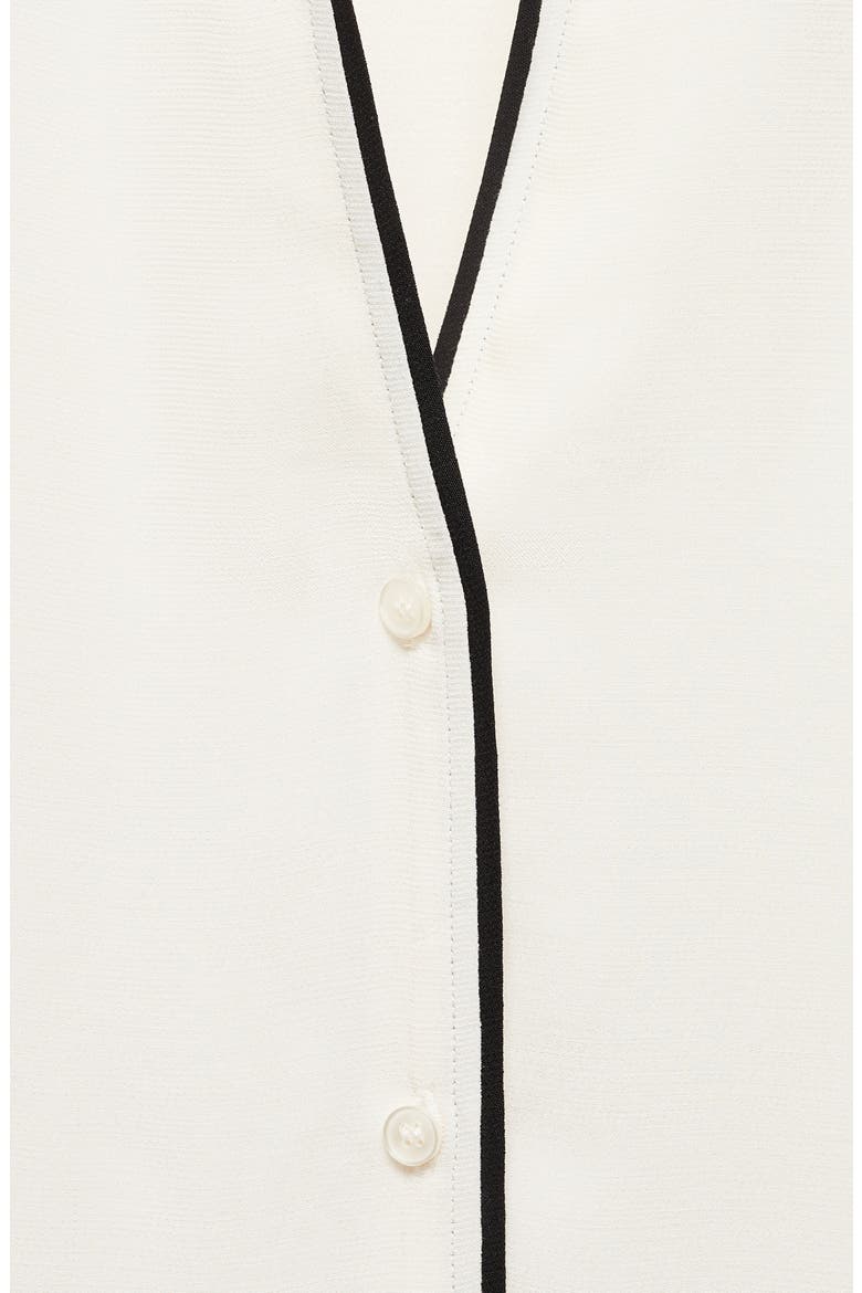 Piped Chiffon Button-Up Shirt, Alternate, color, ECRU