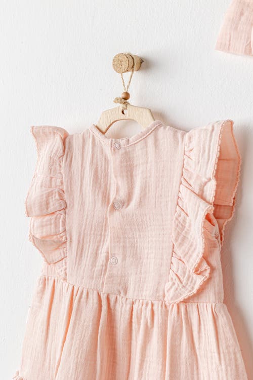Andy Wawa Love Family Muslin Dress Band Set In Salmon