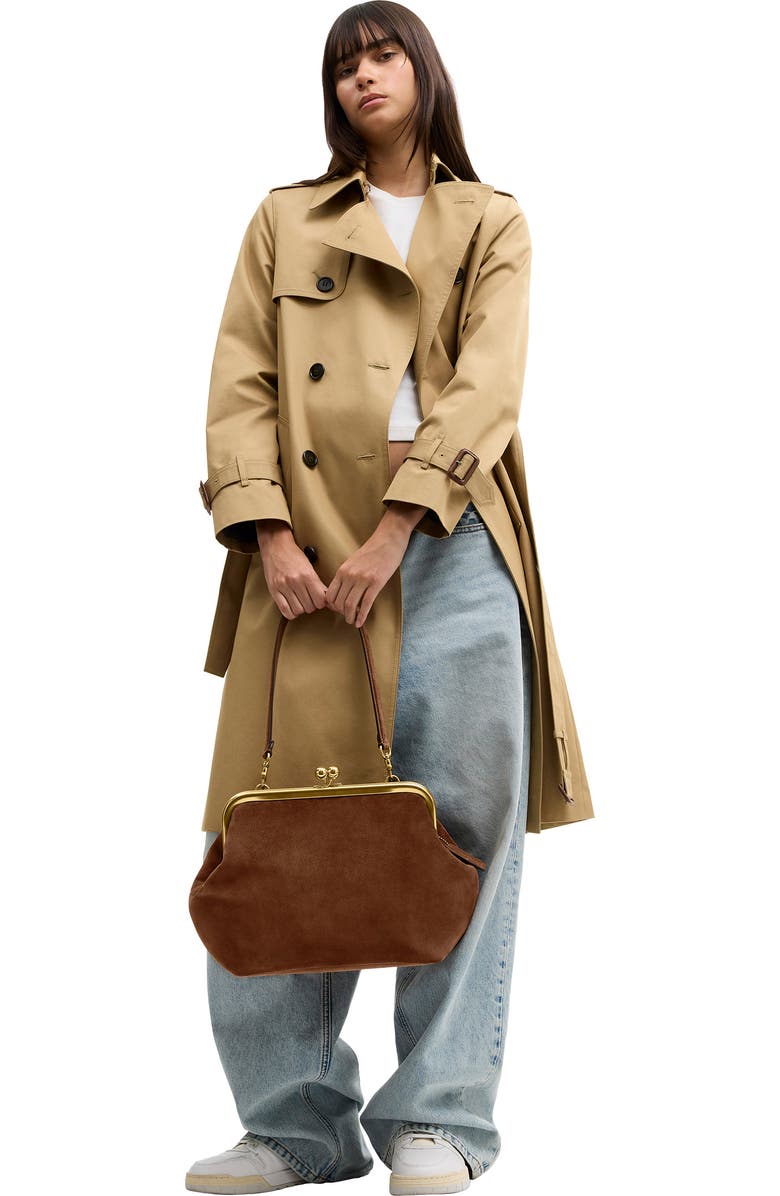 COACH Kiss Lock Frame 27 Suede Clutch, Alternate, color,