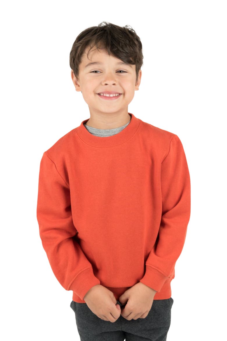 Kids Pullover Sweatshirt, Long Sleeve, Solid Colors, Main, color, ORANGE
