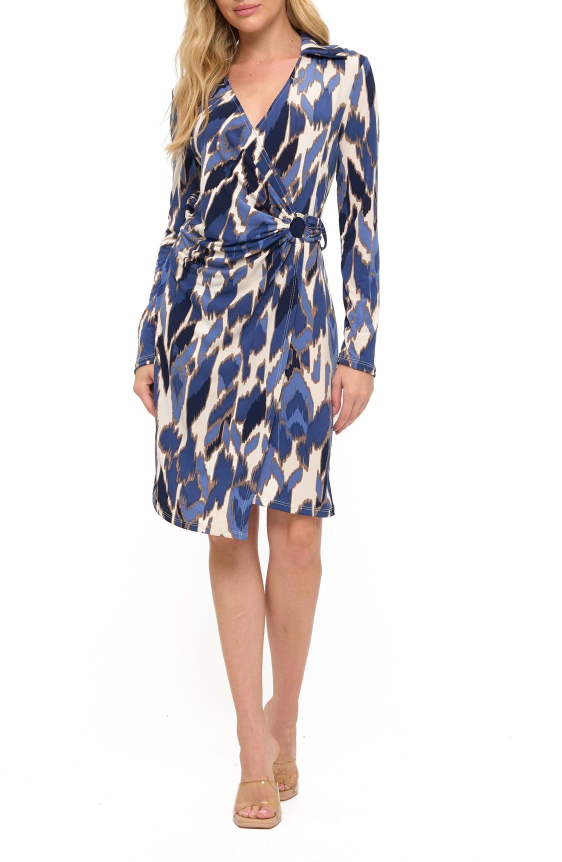 O.L. Long Sleeve Faux Wrap Dress
