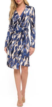 O.L. Long Sleeve Faux Wrap Dress