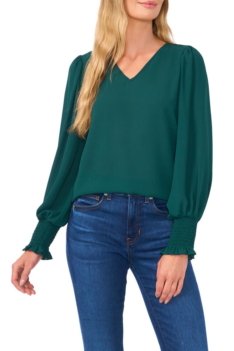 Smocked Cuff V-Neck Top video