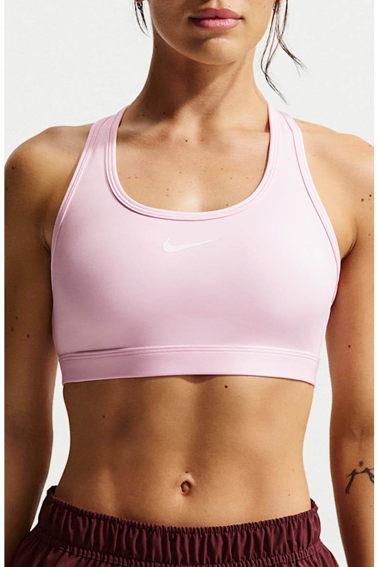 Dri-FIT Swoosh Medium Support Padded Sports Bra, Main, color, PINK FOAM/ STONE MAUVE/ WHITE
