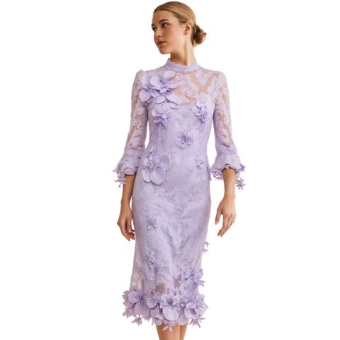 Lipsy Long Sleeves Lace Midi Dress