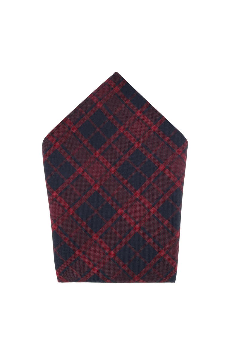 Trafalgar Kincade Red Blackwatch Plaid Silk Pocket Square, Main, color, Red Plaid