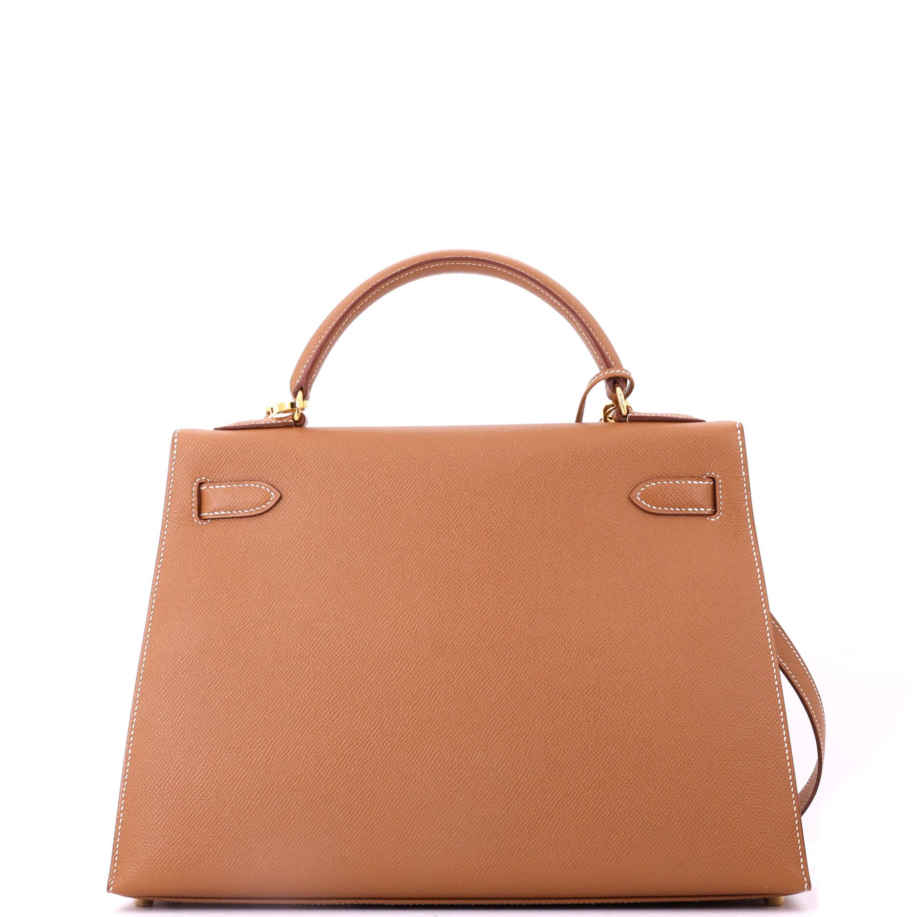 Pre-Owned Hermes Kelly Handbag Brown Courchevel with Gold Hardware 32, Alternate, color, Gold