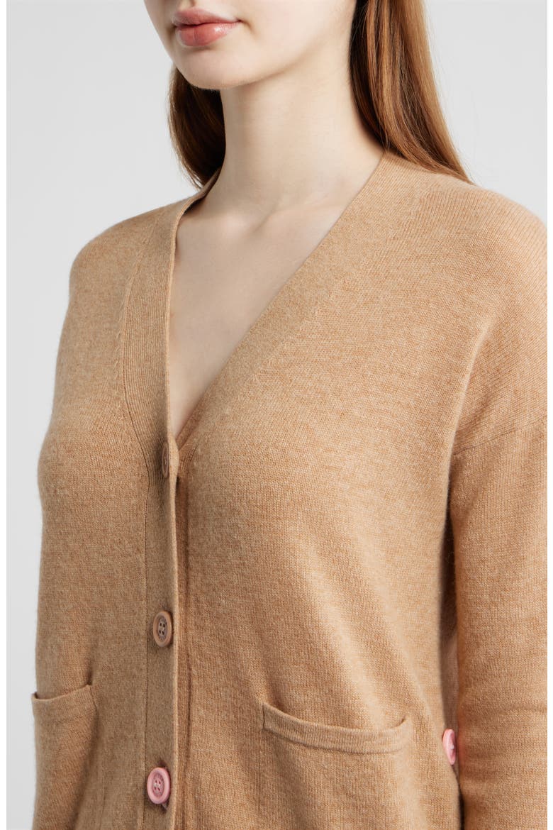 Button-Up Wool & Cashmere Wrap Cardigan, Alternate, color, CAMEL CASHMERE BLEND