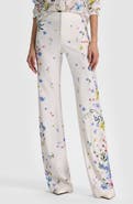 Alice + Olivia Andrew Placed Floral Slim Bootcut Pants