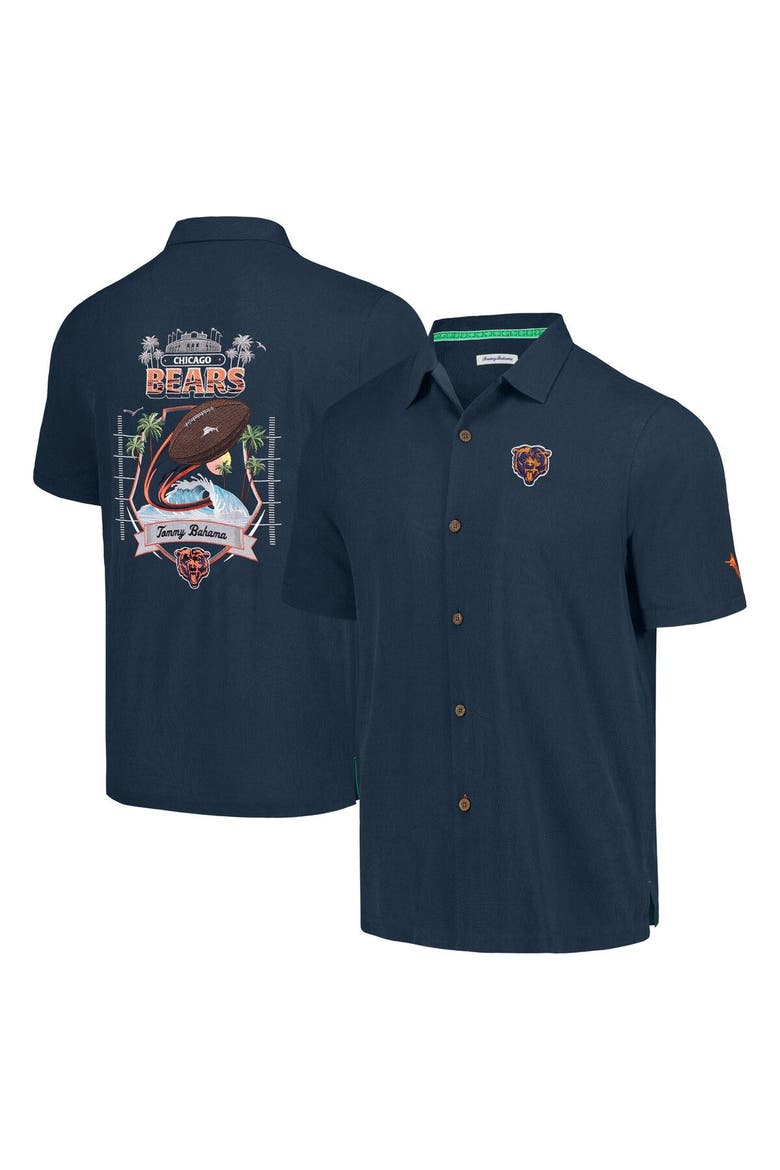 Men's Tommy Bahama Navy Chicago Bears Tidal Kickoff Camp Button-Up Shirt, Main, color, Navy