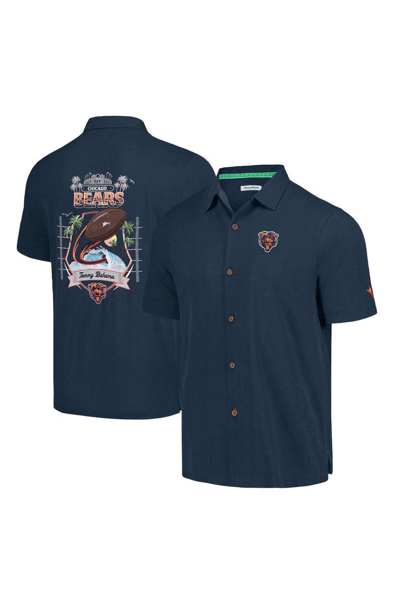 Tommy Bahama Men's Tommy Bahama Navy Chicago Bears Tidal Kickoff Camp Button-Up Shirt, Main, color,