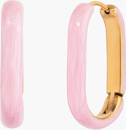 Little Sky Stone Oval Pink Enamel Hoop Earrings