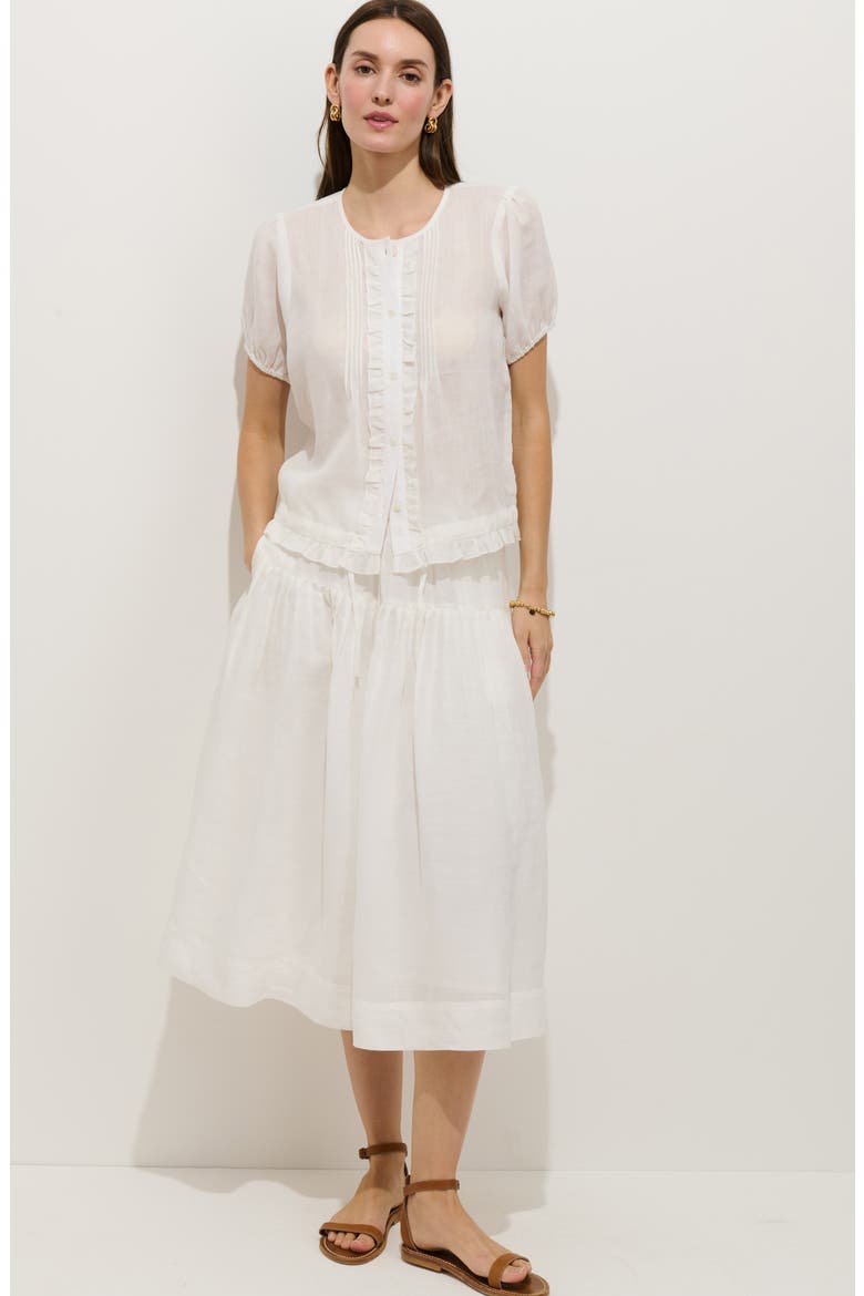 Brittany Ruffle Pintuck Top, Alternate, color, OFF WHITE