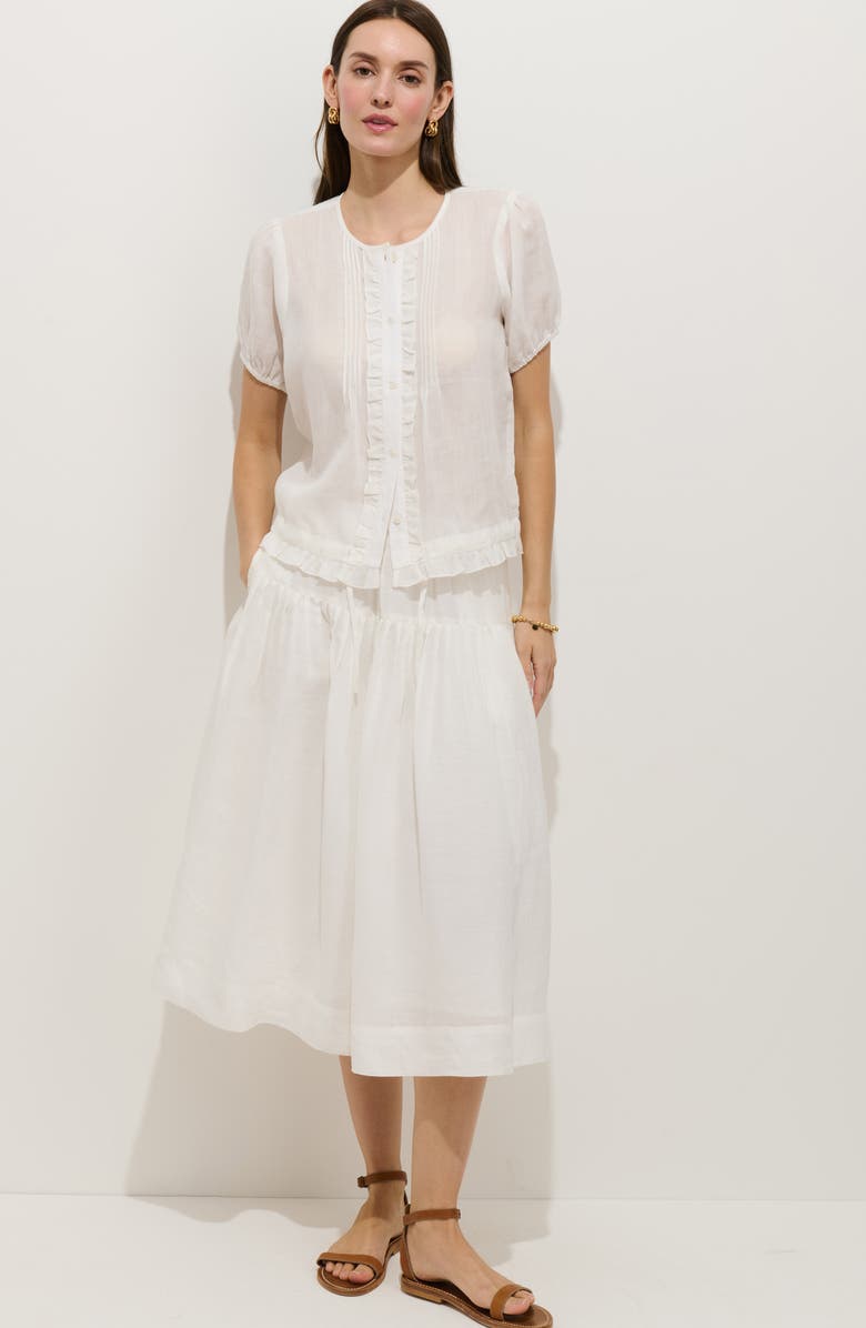 Alex Mill Brittany Ruffle Pintuck Top, Alternate, color, Off White