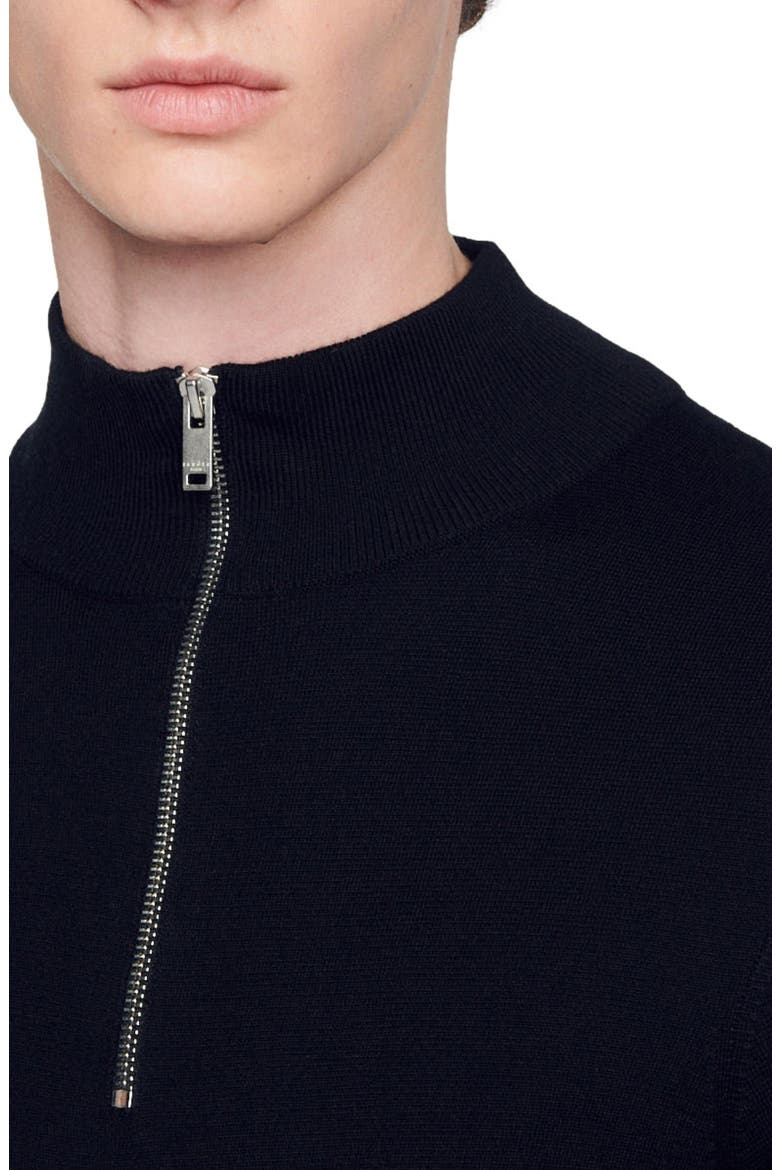 Wool sweater with zip collar, Alternate, color, CARBON BLACK