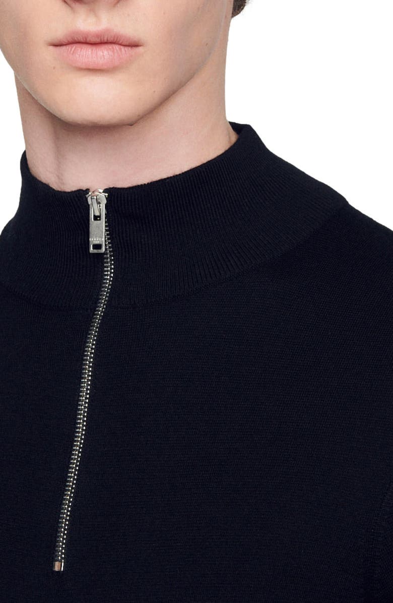 SANDRO Half Zip Wool Sweater, Alternate, color, 