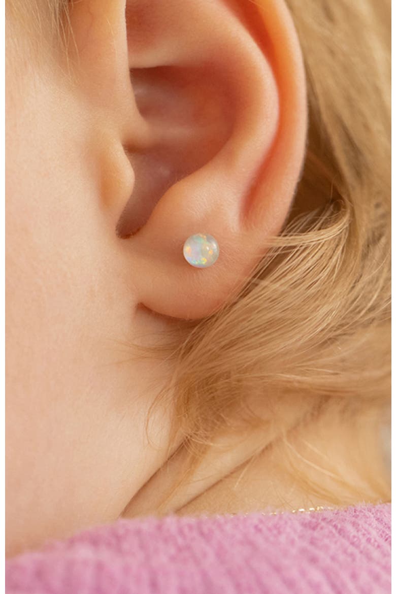 Opal Button Plated Earrings, Alternate, color, Opal