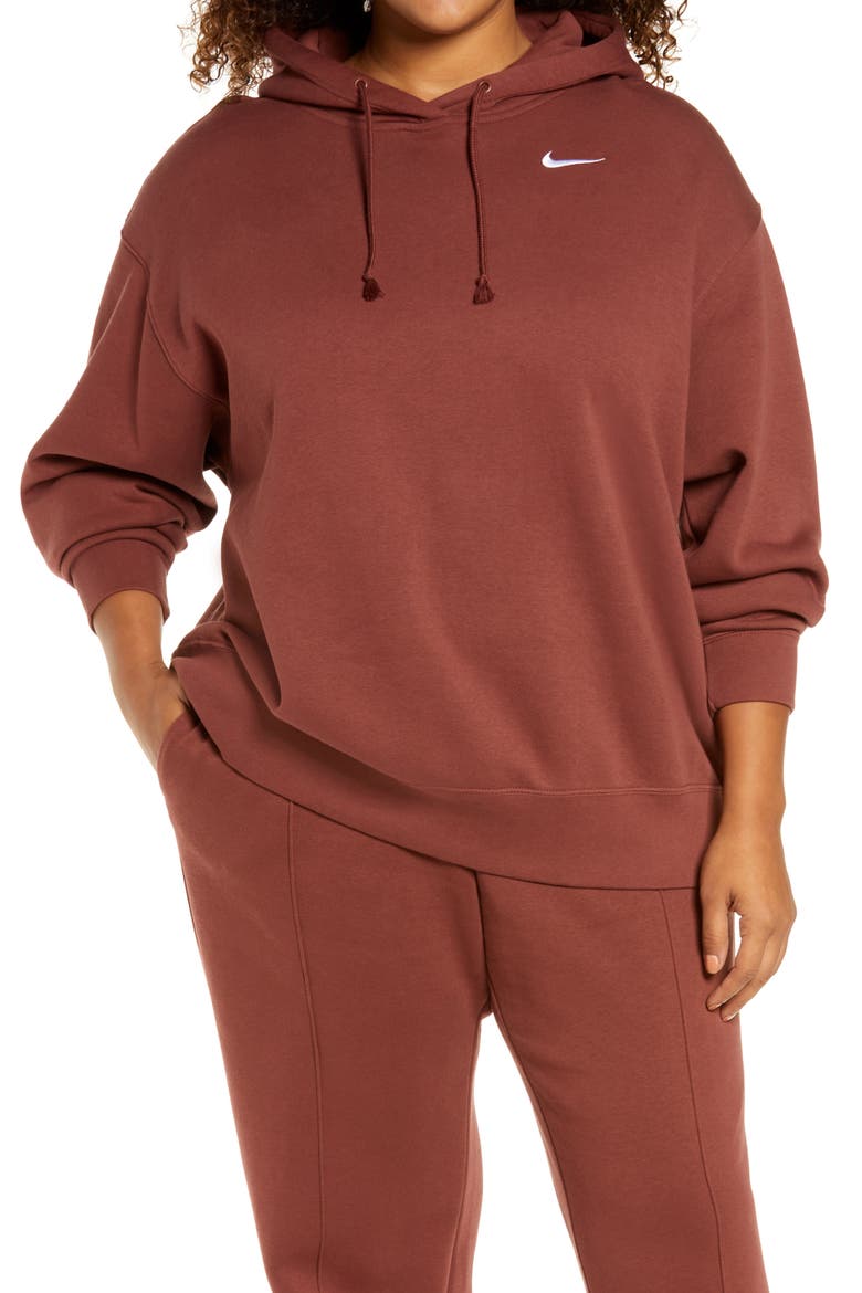 Fleece Hoodie, Main, color, DARK PONY/ WHITE