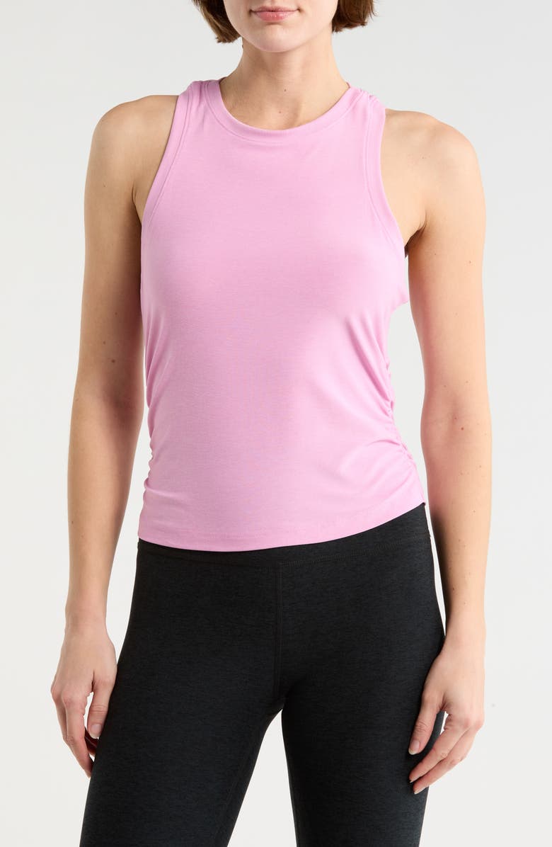 Beyond Yoga Featherweight Your Fit Ruched Tank Top, Main, color, Pink Haze Heather