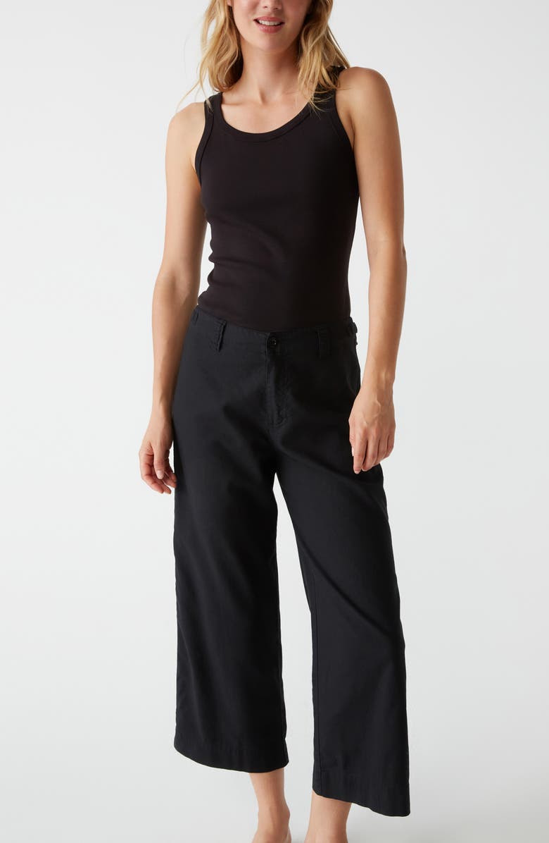 Michael Stars Geraldine Straight Leg Linen & Cotton Pants, Alternate, color, Black