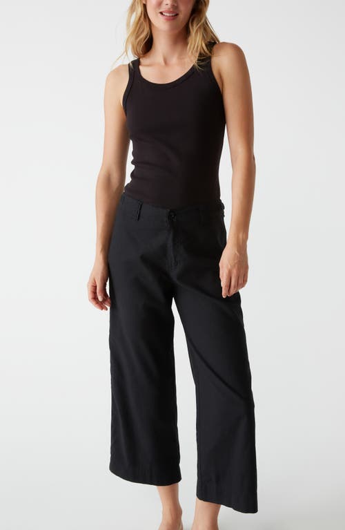 Shop Michael Stars Geraldine Straight Leg Linen & Cotton Pants In Black