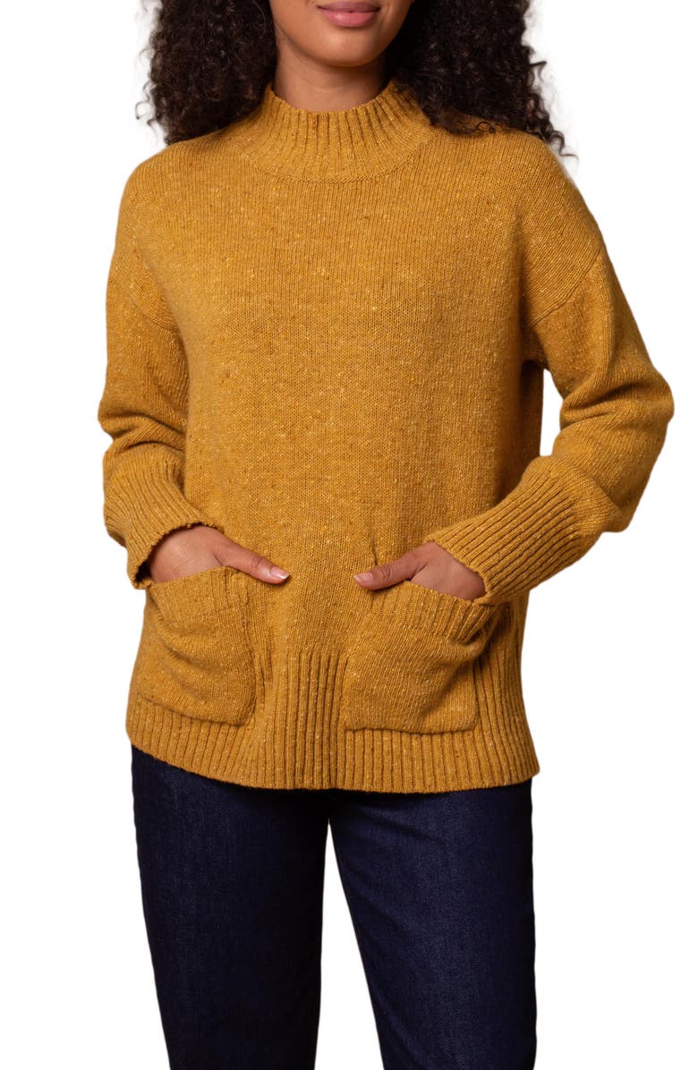 Celtic & Co. Flecked Patch Pocket Sweater, Alternate, color, Saffron