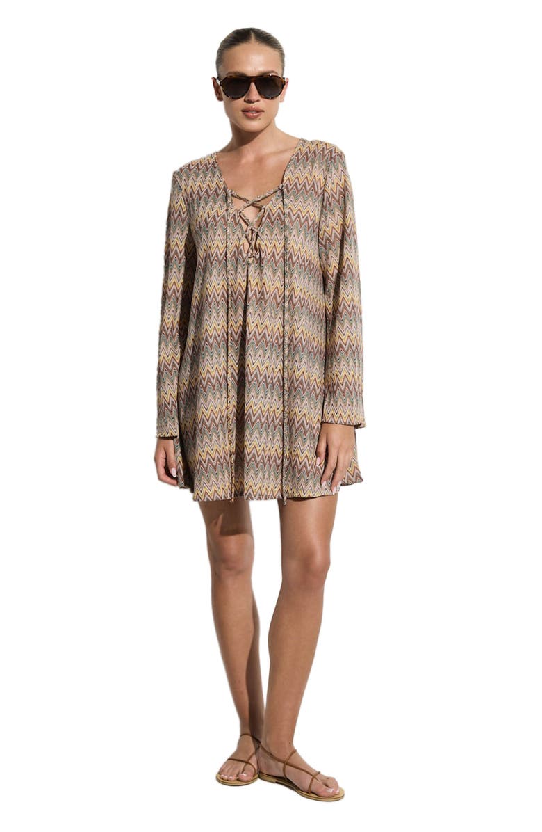 Gottex Beach Life Desert Mirage Verni Mini Beach Dress, Main, color, Multi-Green