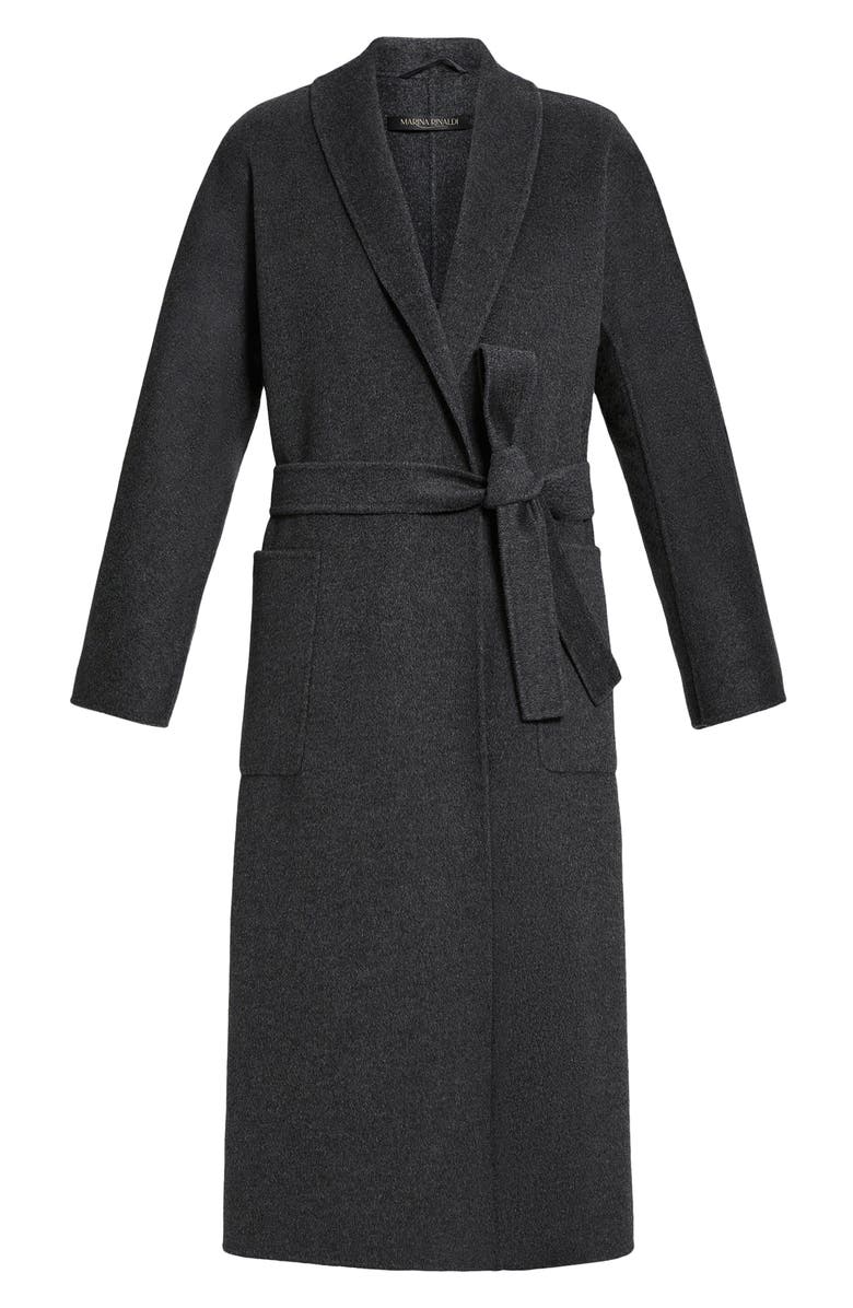 Marina Rinaldi Bondeno Tie Belt Double Face Virgin Wool Coat, Alternate, color, 