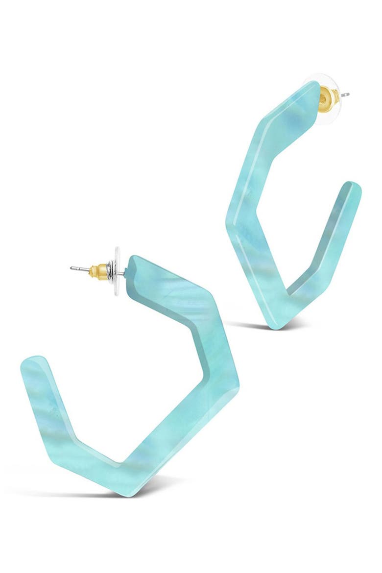 Open Geometric Hoop Earrings, Main, color, SEA GLASS